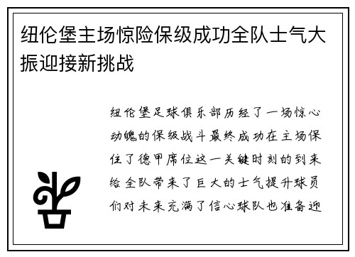 纽伦堡主场惊险保级成功全队士气大振迎接新挑战